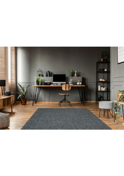 Brooklyn Brk 01 Antrasıt Sılver Hasır Görünümlü Kaymaz Modern Şık Dokuma Kilim