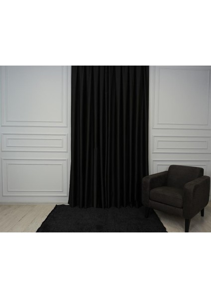 Çift Taraflı Blackout Ekstrafor Büzgülü Rustik ve Kornişe Uyumlu Tek Kanat Fon Perde Koyu Gri fiyatları