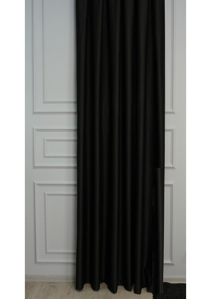 Çift Taraflı Blackout Ekstrafor Büzgülü Rustik ve Kornişe Uyumlu Tek Kanat Fon Perde Koyu Gri modelleri