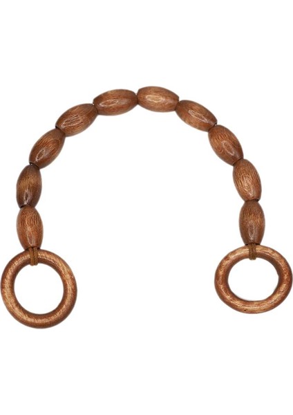 Ahşap Varil Boncuklu Çanta Sapı Ceviz Renk (1 Adet)