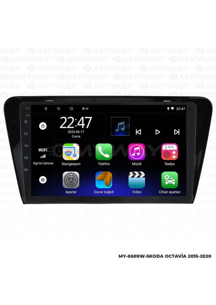 Skoda Octavia Android 12 Multimedya Carplay 2gb RAM+32GB HDD 2015-2020 Navigasyon Ekran