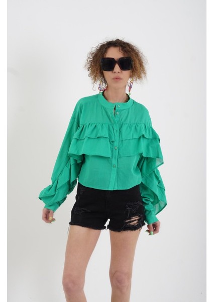 Yeşil Fırfırlı Gömlek fiyatları