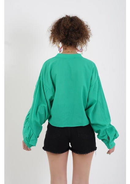 Yeşil Fırfırlı Gömlek indirimleri
