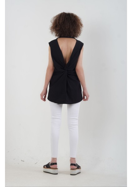 Siyah Sırt Dekolte Kolsuz Gömlek fırsatları