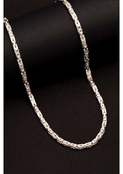 Erkek Gümüş Kolye - 4.5 mm Orta Kalınlıkta Beyaz Kral Erkek Kolye modelleri