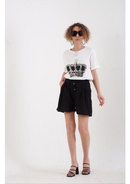 Ekru Taç Baskılı Tshirt fiyatları