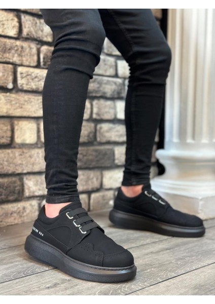 BA0302 Boa Kalın Taban Bağcıksız Tarz Casual Siyah Siyah Erkek Ayakkabı