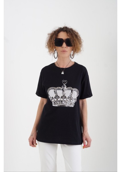 Siyah Taç Baskılı Tshirt fiyatları