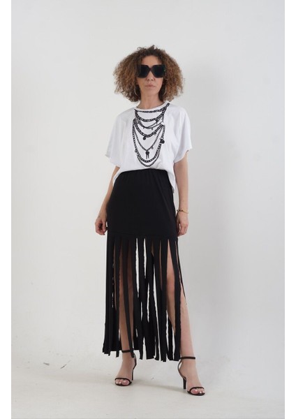 Kolye Baskılı Crop Tshirt modelleri