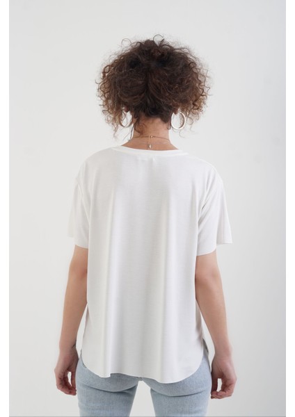 Beyaz Oslo Modal O Yaka Tshirt modelleri