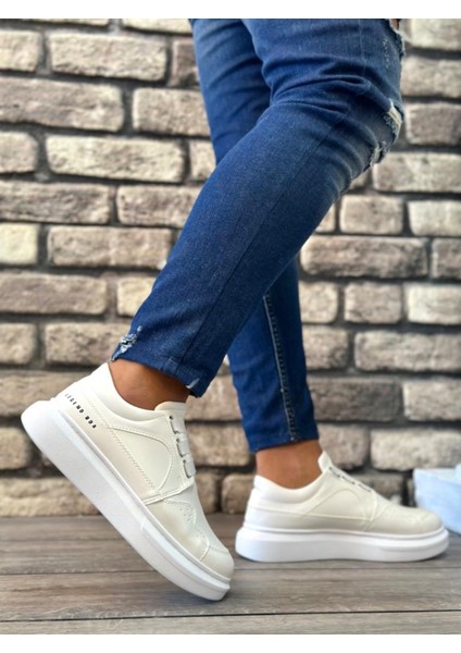 BA0302 Kalın Taban Bağcıksız Tarz Casual Beyaz Erkek Ayakkabı fiyatları