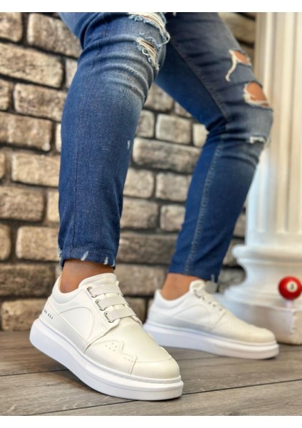 BA0302 Kalın Taban Bağcıksız Tarz Casual Beyaz Erkek Ayakkabı fırsatları