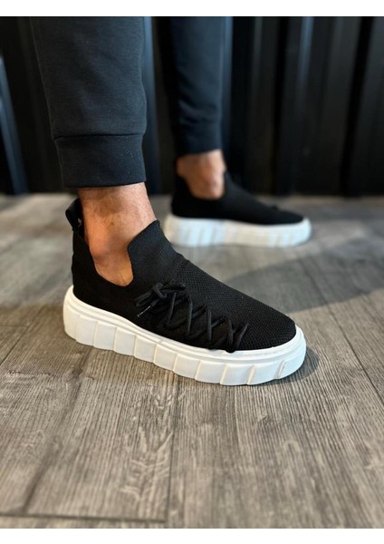 Knack Yüksek Taban Günlük Süet Ayakkabı 1025 Siyah (Beyaz Taban) modelleri