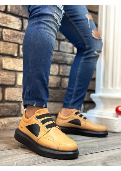BA0302 Kalın Taban Bağcıksız Tarz Casual Karamel Renk Erkek Ayakkabı