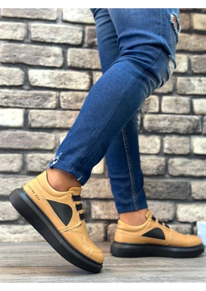 BA0302 Kalın Taban Bağcıksız Tarz Casual Karamel Renk Erkek Ayakkabı