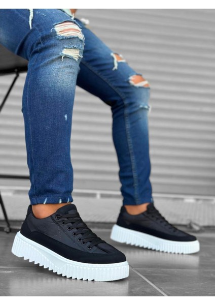 BA0801 Boa Yüksek Taban Siyah Paraşüt Kumaş Cilt Detaylı Erkek Ayakkabı indirimleri