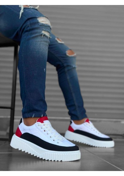 BA0801 Boa Yüksek Taban Beyaz Paraşüt Kumaş Cilt Detaylı Erkek Ayakkabı indirimleri