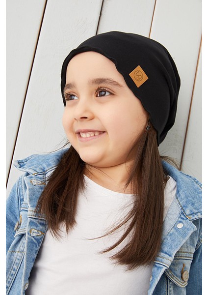 Siyah Kız Çocuk Bebek Bere Boyunluk Set Yumuşak %100 Pamuklu Penye Trend Seri indirimleri