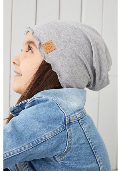 Gri Kız Çocuk Bebek Bere Boyunluk Set Yumuşak %100 Pamuklu Penye Trend Seri indirimleri