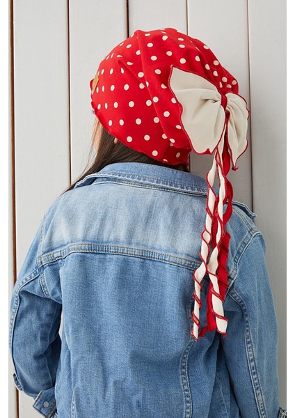 Kırmızı Beyaz Çocuk Bebek Bere Boyunluk Set Yumuşak %100 Pamuklu Penye Elit Seri fırsatları