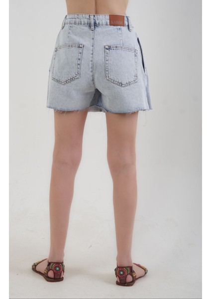 Mavi Pileli Denim Şort Etek fırsatları