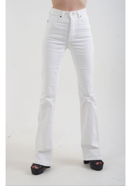 Ekru Ispanyol Paça Jean Pantolon modelleri