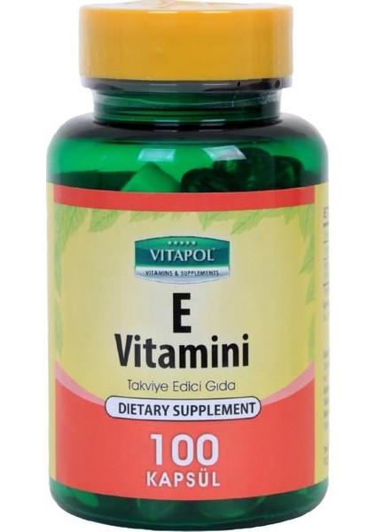 Vitamin E Vitamini 400 IU 268 mg 100 Kapsül