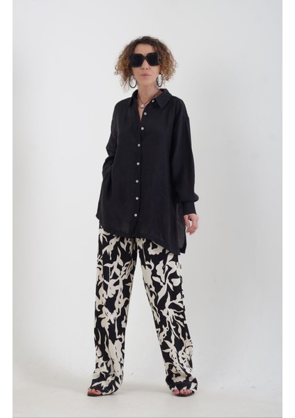 Monogram Desenli Saten Pantolon