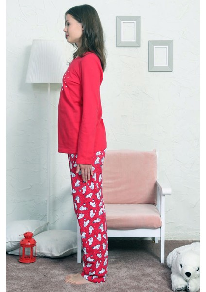 Good Look Kırmızı Kadın Bisiklet Yaka Uzun Kollu Iki Iplik Pamuklu Pijama Takım 3257 modelleri