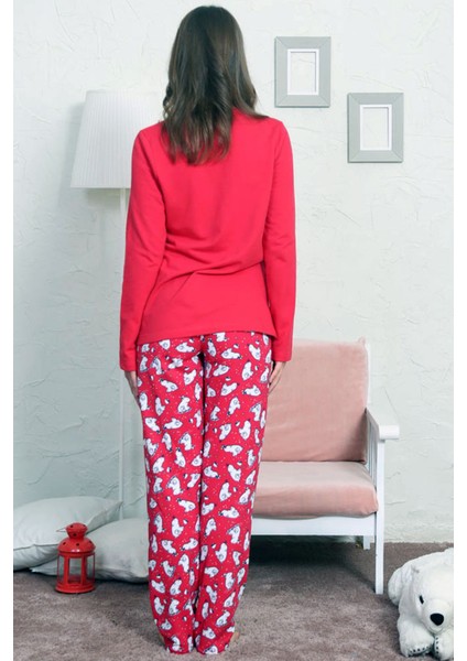 Good Look Kırmızı Kadın Bisiklet Yaka Uzun Kollu Iki Iplik Pamuklu Pijama Takım 3257 fırsatları