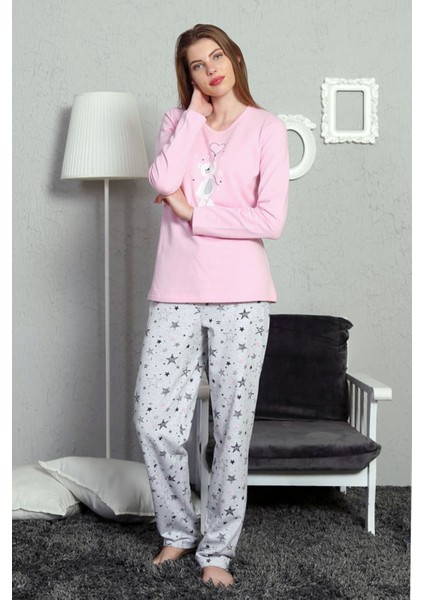 Good Look Pembe Kadın Iki Iplik Bisiklet Yaka Uzun Kollu Düz Paça Pamuklu Pijama Takım EDY2919P fiyatları