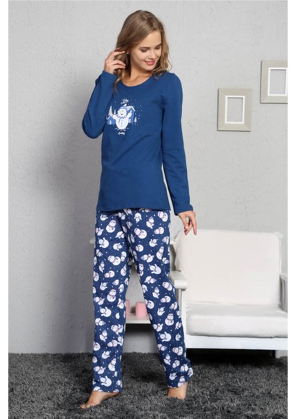 Good Look Kadın Indigo Uzun Kol Normal Beden Pamuklu Pijama Takım fiyatları