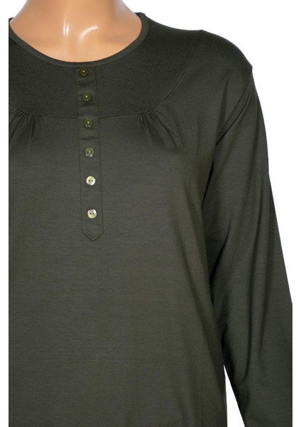 Cimariva Kadın Arsu Büyük Beden Robalı Süs Düğmeli Haki Bluz fiyatları