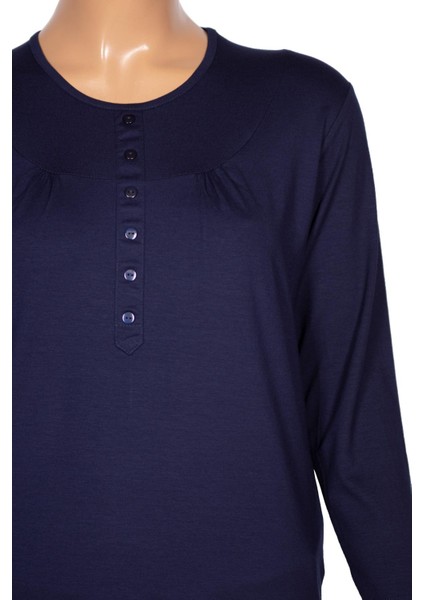 Cimariva Kadın Arsu Büyük Beden Robalı Süs Düğmeli Lacivert Bluz fiyatları