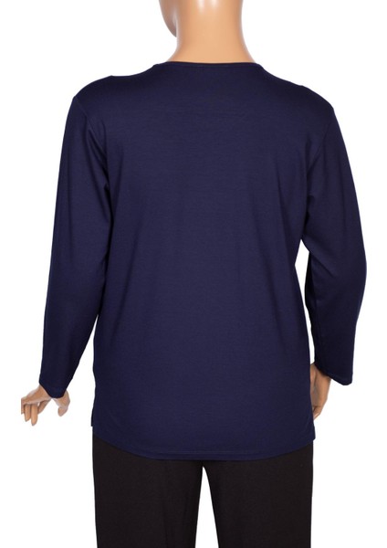 Cimariva Kadın Arsu Büyük Beden Robalı Süs Düğmeli Lacivert Bluz fırsatları