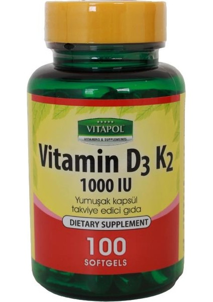 D3 Vitamini K2 Vitamini 100 Softgel