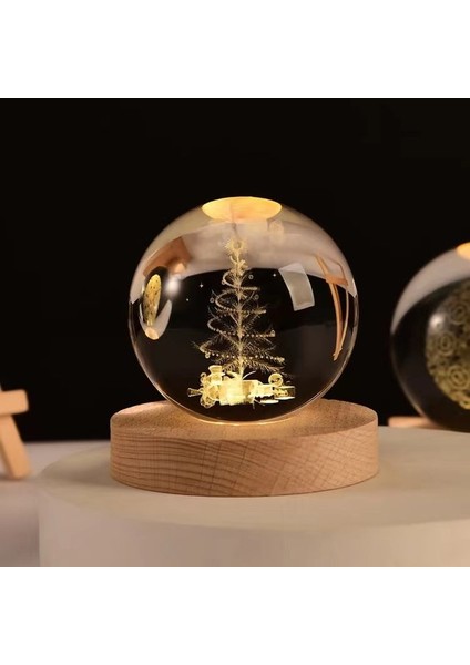 Kişiye Öze Lağaç Temalı Renk Değiştiren Işıklı Cam Küre 6cm