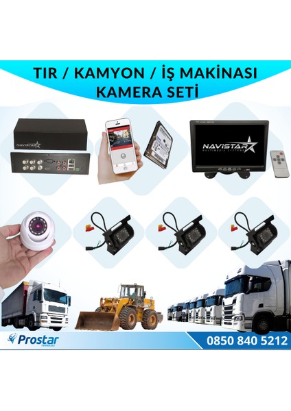 Tır Kamyon Iş Makinası Için Uzaktan Izlemeli 4 Kameralı 3