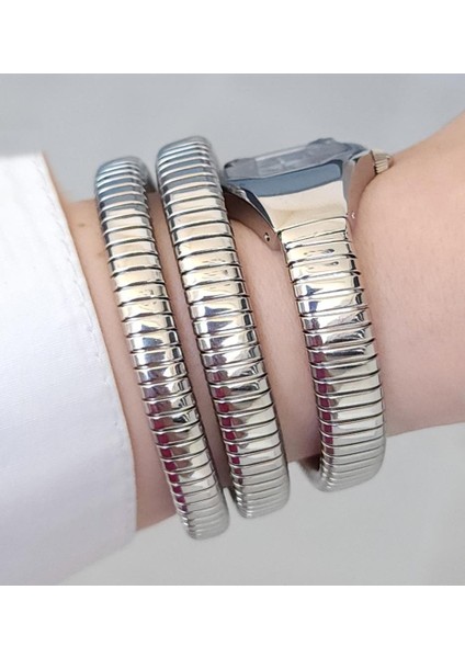 Yılan Detaylı Bileğe Dolamalı Çelik Siyah Kadran Kadın Kol Saati fiyatları