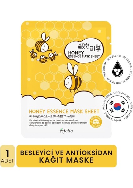 Besleyici Bal Özü Içeren Kağıt Maske Esfolio Honey Essence Mask Sheet