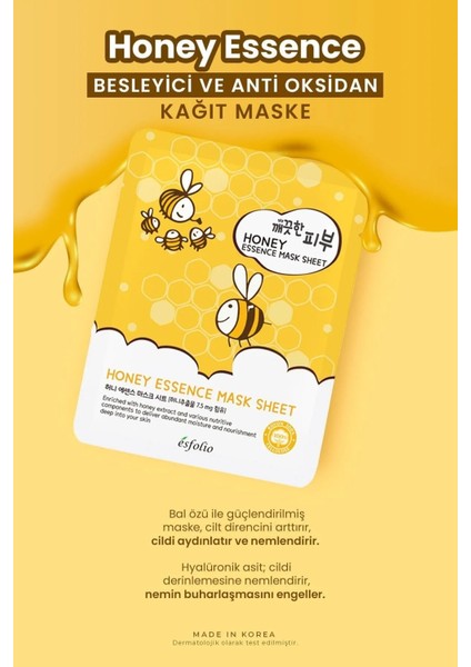 Besleyici Bal Özü Içeren Kağıt Maske Esfolio Honey Essence Mask Sheet