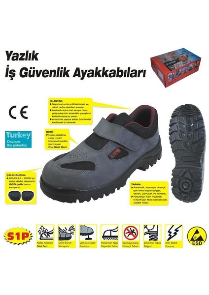 Hersey Evinizde 414 Yazlık S1 41 No Çelik Burunlu Ayakkabı - 9996670079303