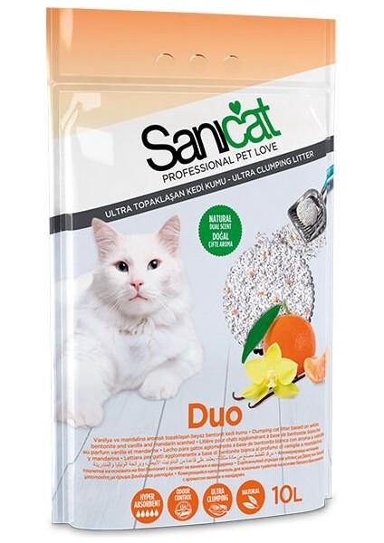 Duo Vanilya ve Mandalina Kokulu Topaklaşan Kedi Kumu 10 Lt