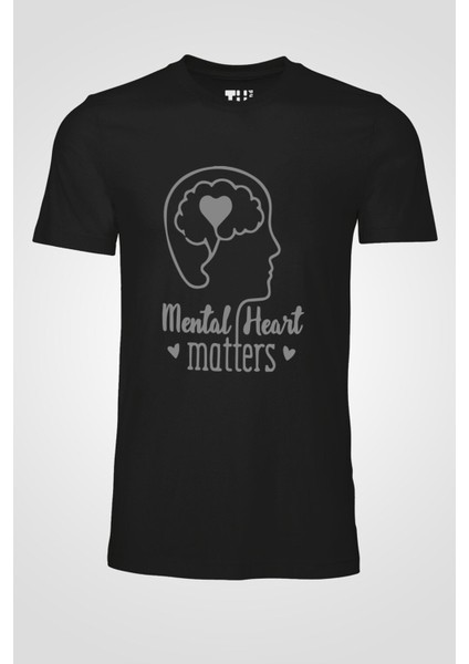 Mental Heart Matters Pamuklu Bisiklet Yaka Tişört