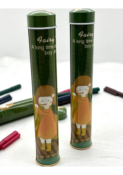 Sevimli Flütçü Kız Fairy Tale Metal Oval Kalem Kutu / Çanta / Pencil Box / Düzenleyici fırsatları