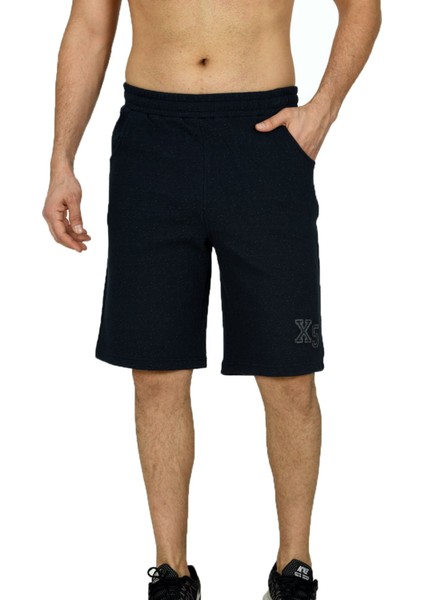Erkek Lacivert Beli Lastikli Cepli Iki Iplik Pamuklu Spor Şort EDY17434 modelleri
