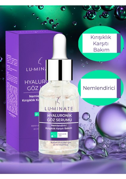 Hyaluronik Göz Altı Serumu Göz Çevresi Nemlendirici Yaşlanma Karşıtı 20 ml