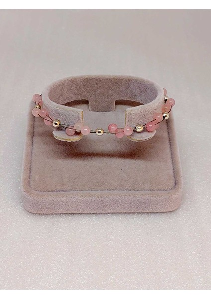 Pembe Kuvars Taşı Bileklik 4mm