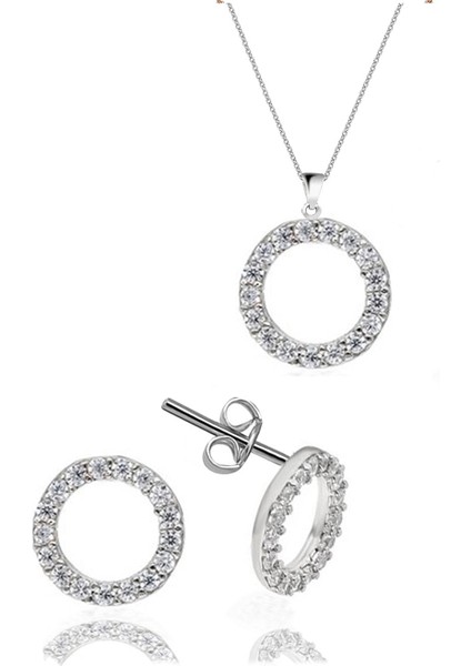 Halka Kolye Küpe Takı Seti Gümüş