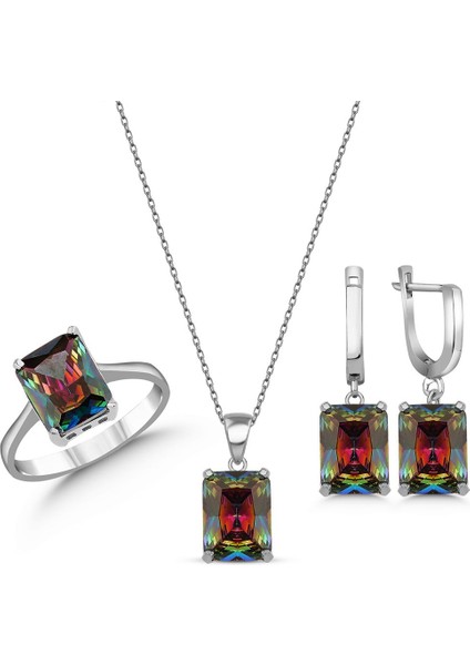Mistik Topaz Kare Taşlı Set